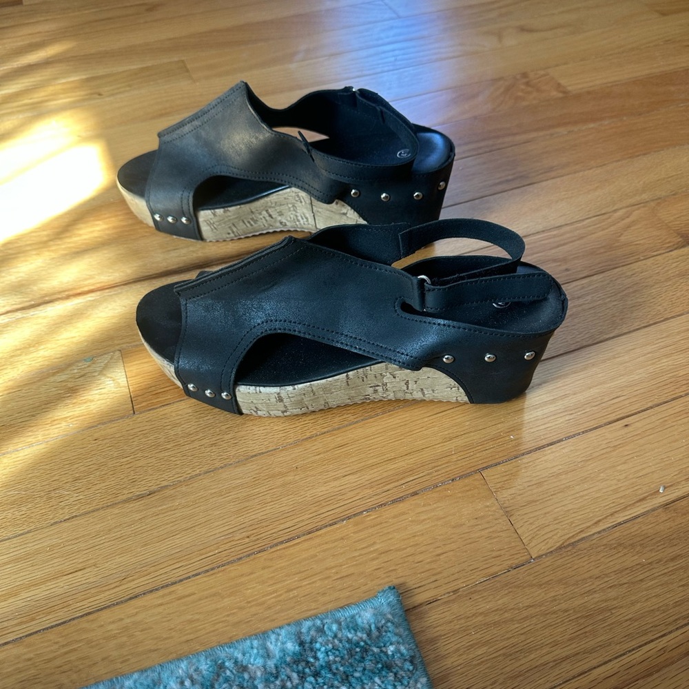 Black Wedge Sandals